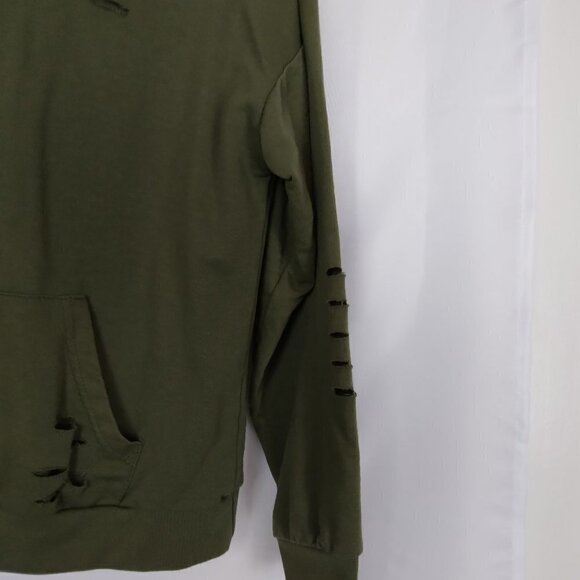 Jolie & Joy | Olive Army Green Distressed Hoodie | Size S - Picture 3 of 7
